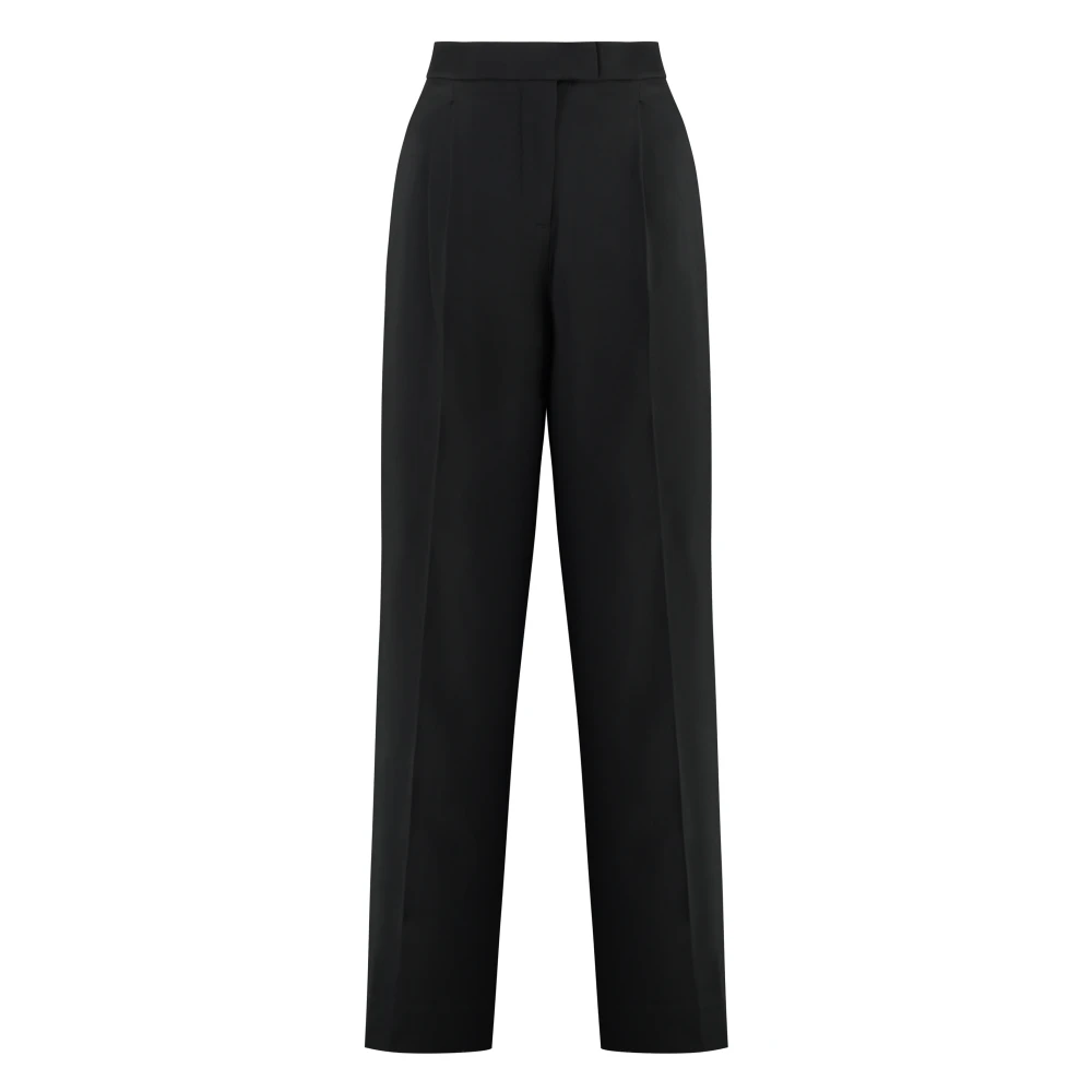 Calvin Klein Polyester Gabardine Broek met Zakken Black Dames