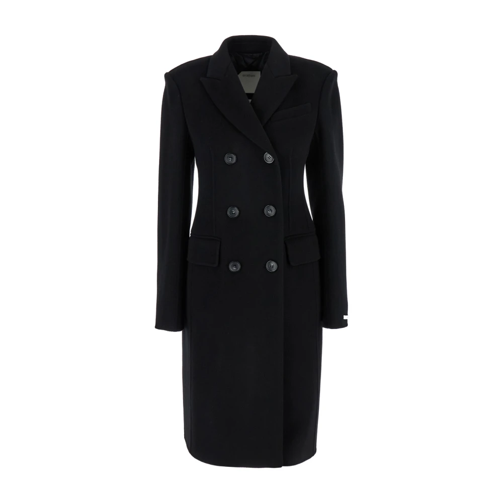 SPORTMAX Zwarte Wolle Double-Breasted Jas Vrouw Black Dames
