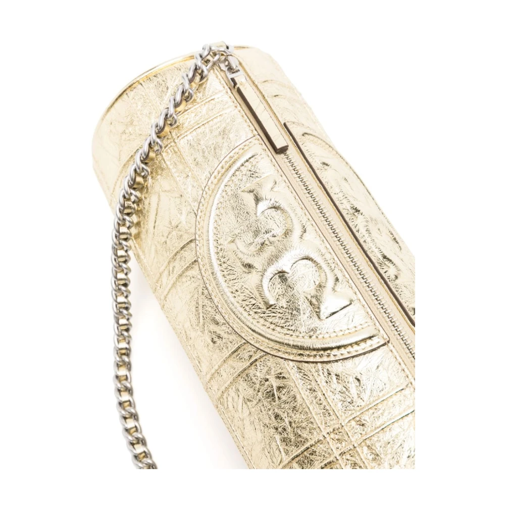 TORY BURCH Gouden Gebarsten Leren Tas Beige Dames