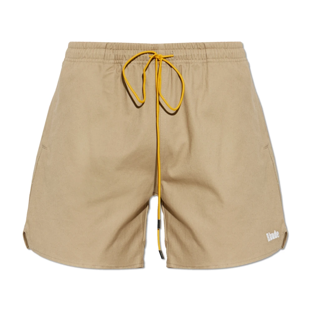 Rhude Men's Beige Embroidered Logo Shorts - Casual Shorts - M - Shorts