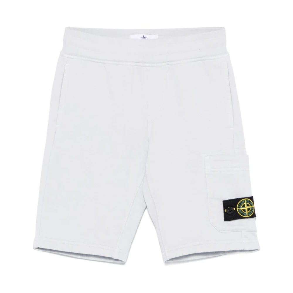 Stone Island White Shorts, Male, 6 Y, Celeste Bermudas