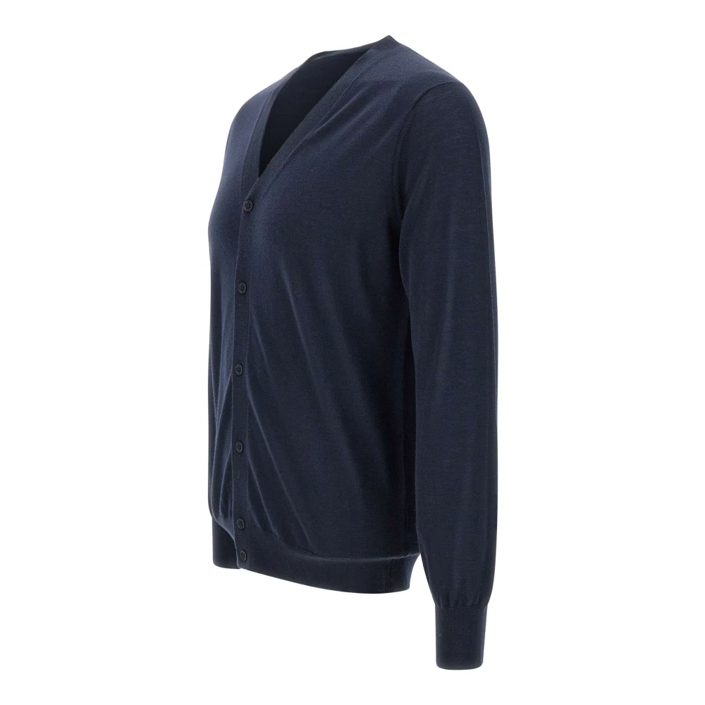 Kangra Blauwe Wol Cardigan Sweater Blue Heren