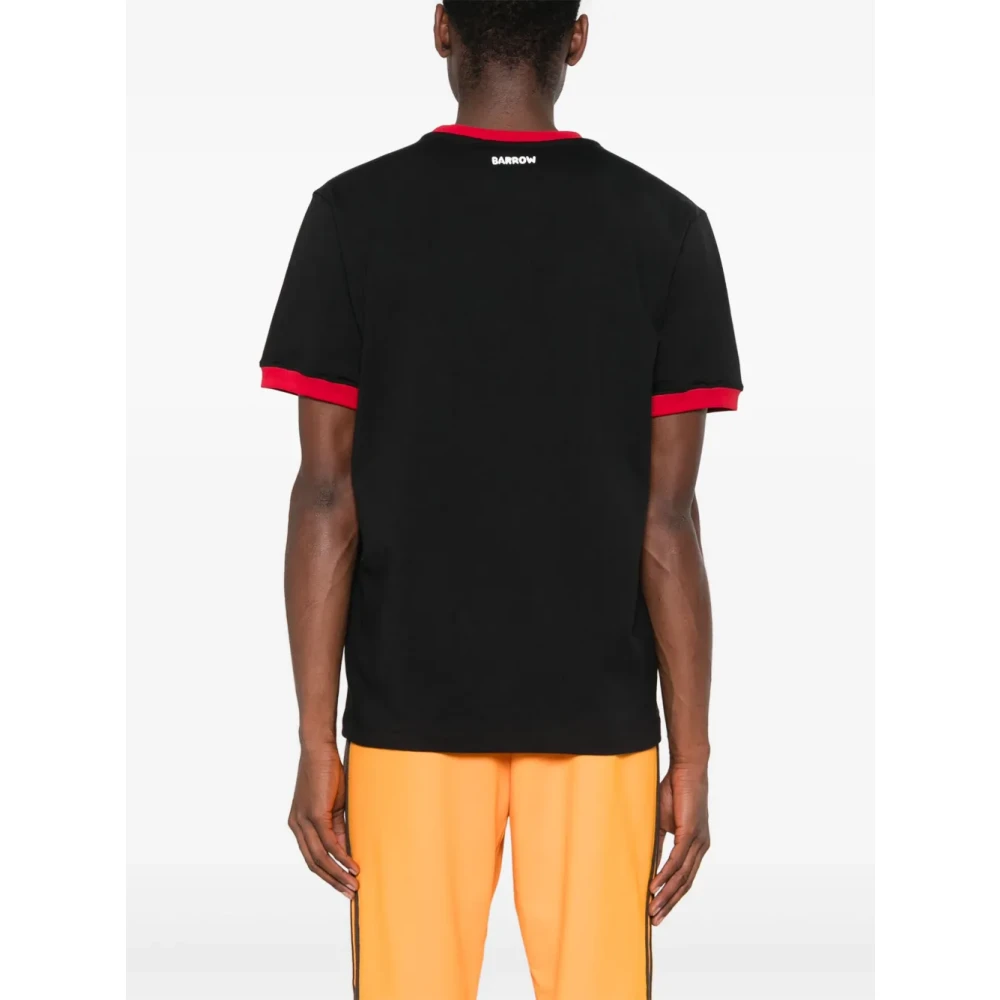 Barrow Zwarte Crew Neck T-shirt met Front Print Black Heren