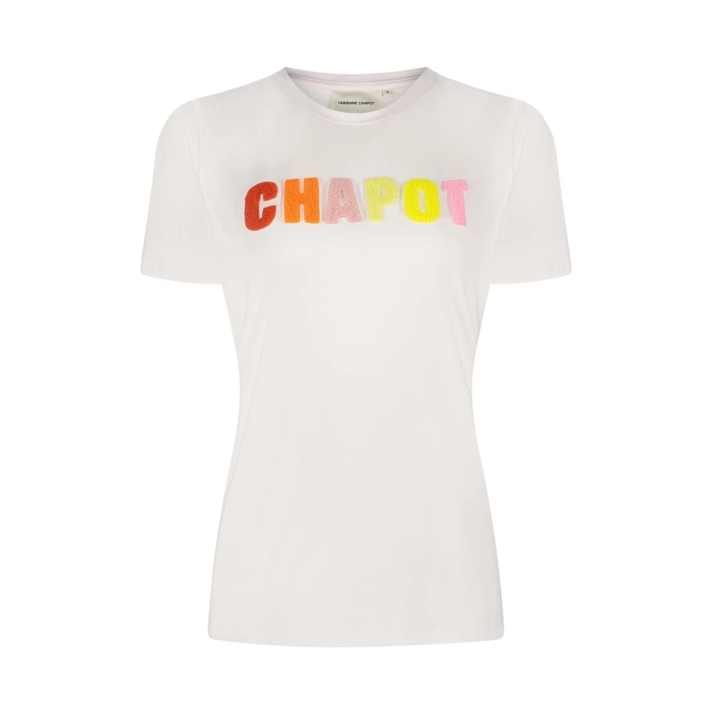 Fabienne Chapot Geborduurde Ronde Hals Terry T-shirt Pink Dames