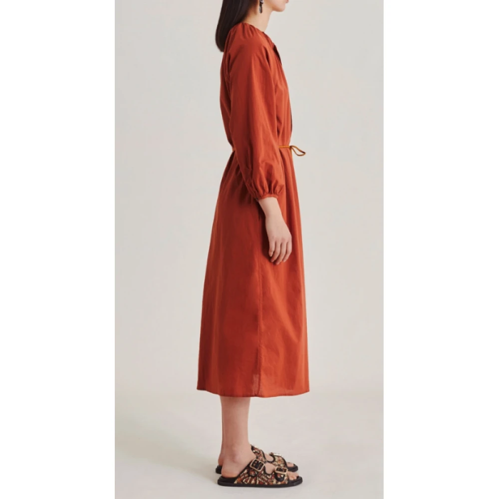 Momoni Terracotta Katoenen Jurk met Ballonmouwen Orange Dames