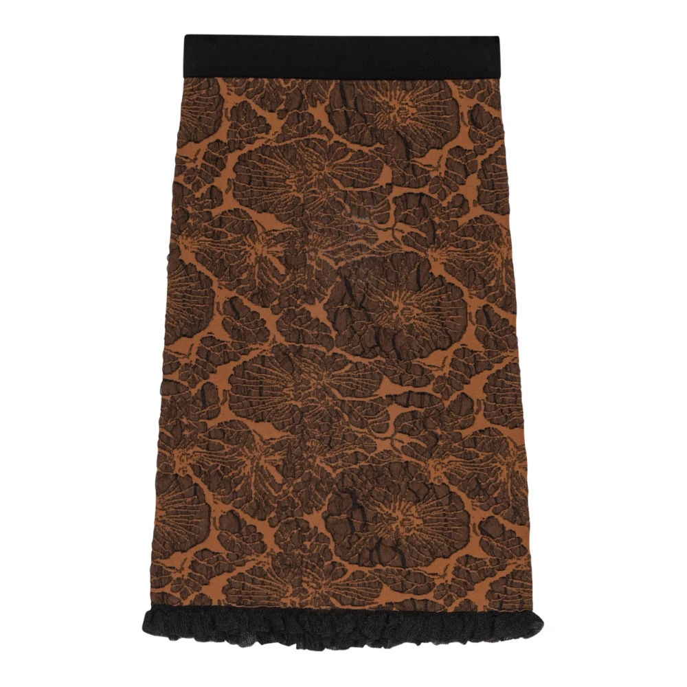 Ganni Midi Jacquard Bruin & Zwart Rok Brown Dames
