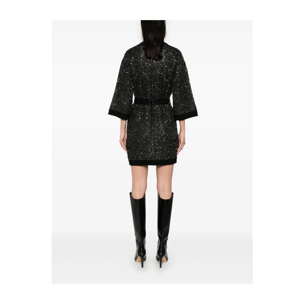 Elisabetta Franchi Paillet Mini Jurk met 3 4 Mouwen Black Dames
