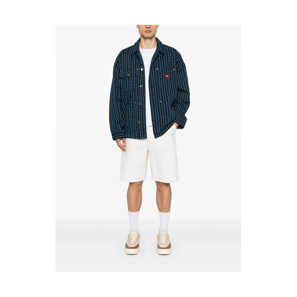 Carhartt WIP Navy Blauwe Knoopsluiting Buitenkleding Jas Blue Heren