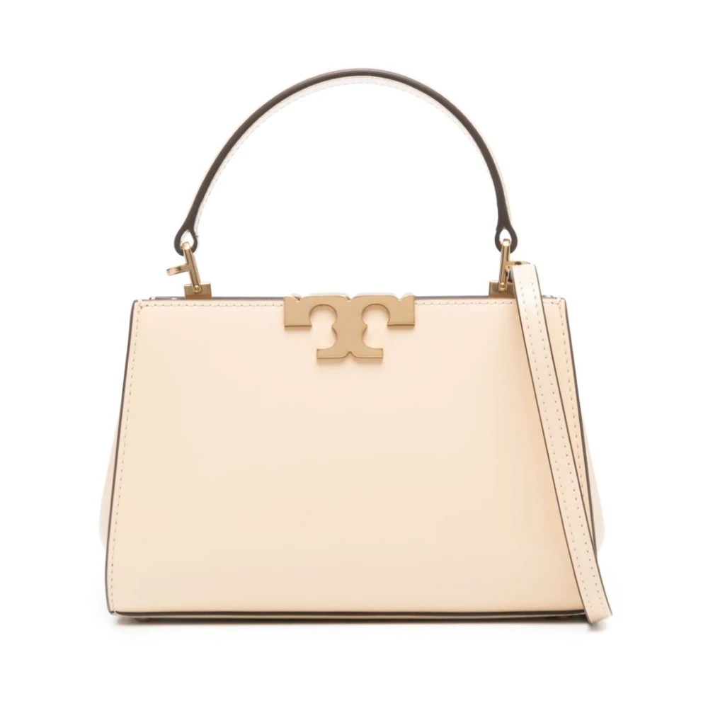 TORY BURCH Geborstelde leren handtas met antiek goud hardware Beige Dames