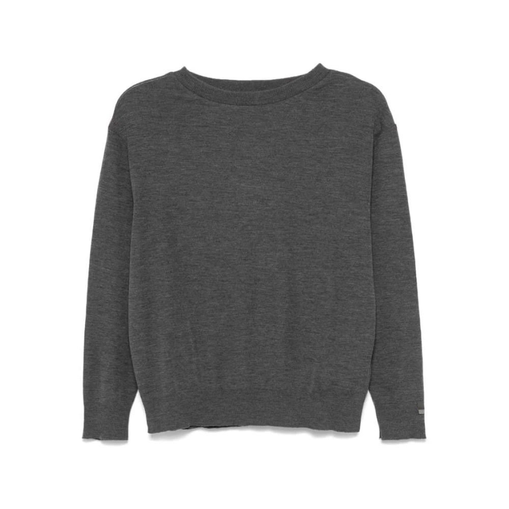 Herno Ronde Hals Gespikkelde Grijze Trui Gray Dames
