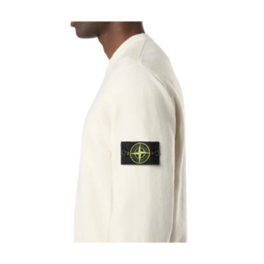 Stone Island Geribbelde Wol Stretch Crewneck Sweatshirt Beige Heren