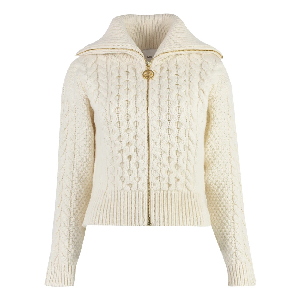 Patou Geribbelde Gebreide Rits Cardigan White Dames