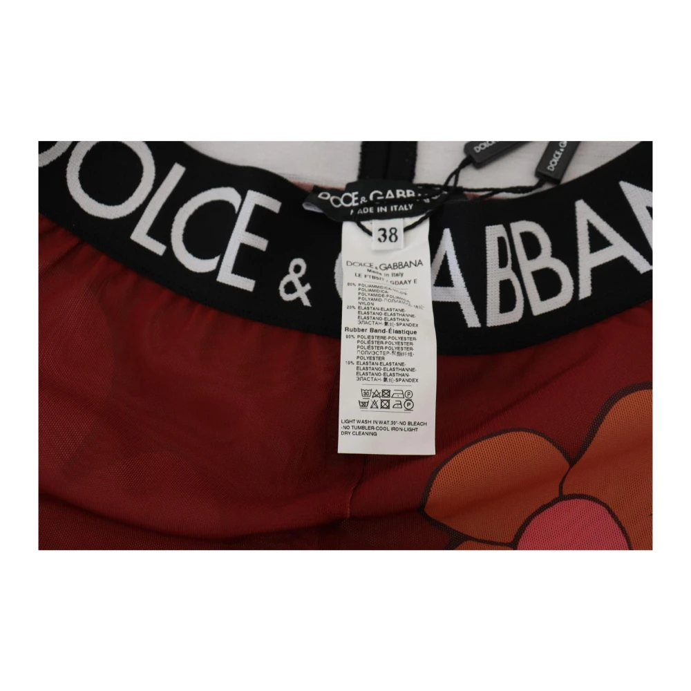 Dolce & Gabbana Rode Bloemenprint Hoge Taille Leggings Red Dames