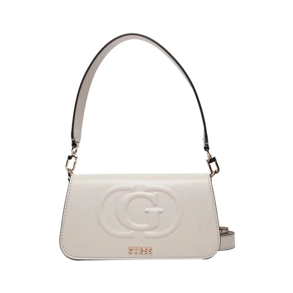 Guess Elegante Ivoor Schoudertas met Kettingdetail Beige Dames