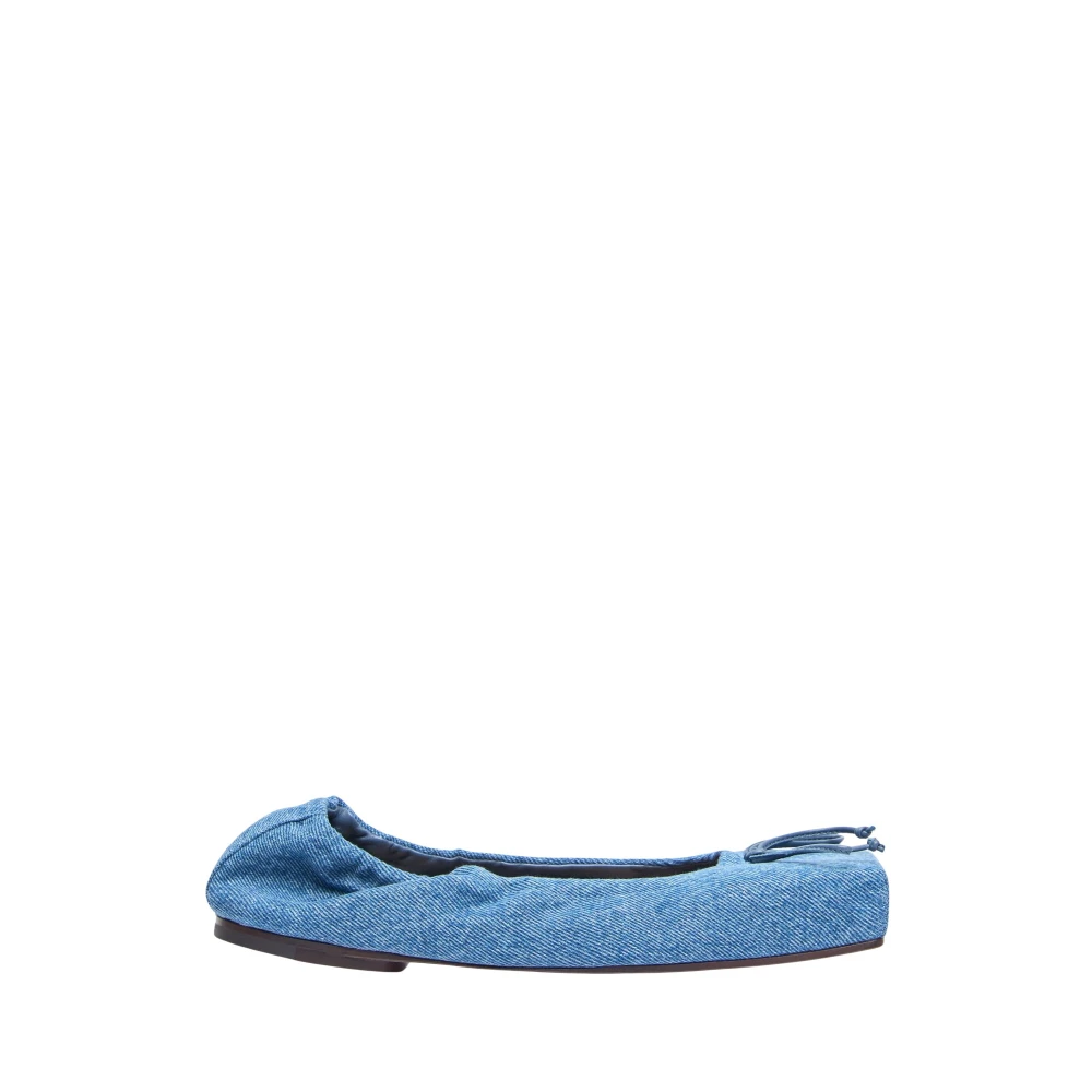 Jacquemus Women's Blue Ballerina Shoes, 3 Uk, Denim Square Toe Ballerina Flats