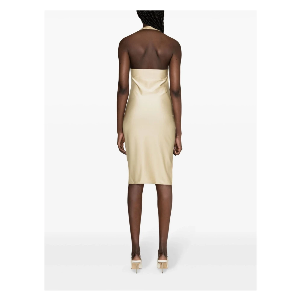 Coperni Metallic Open Chest Sleeveless Dress Beige Dames