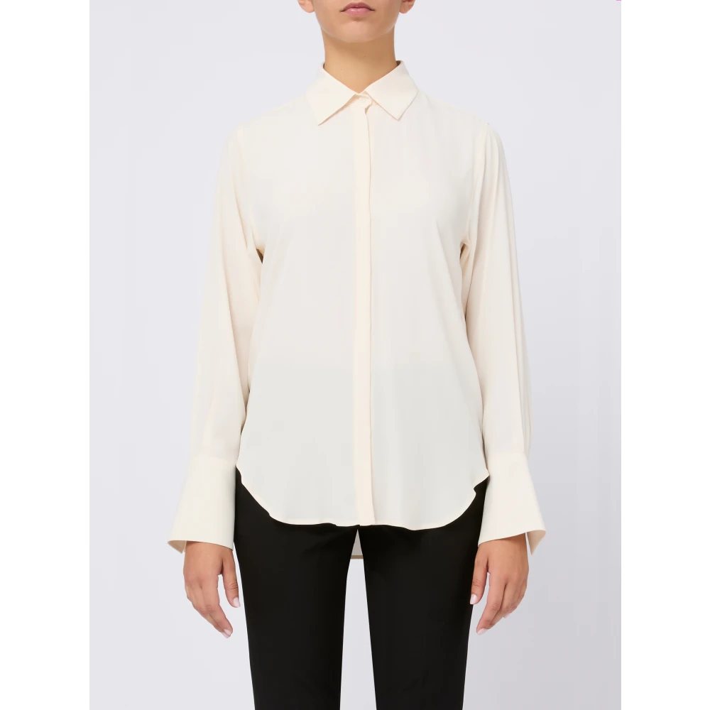 Seventy Zijden Overhemd met Lange Mouwen in Room Beige Dames