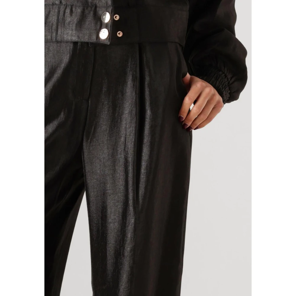 Aaiko Zwarte Twill Shine Broek Black Dames