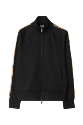 Sweatshirt med dragkedja i rutmönster