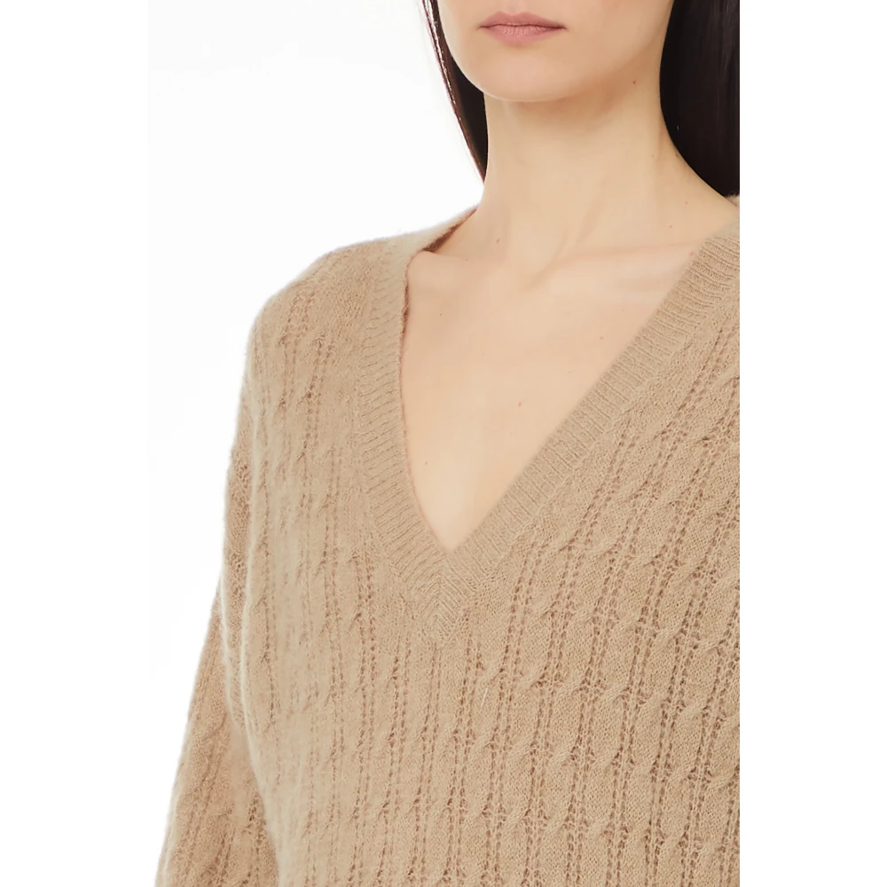 Liu Jo Stijlvolle Gesloten Gebreide Trui Beige Dames