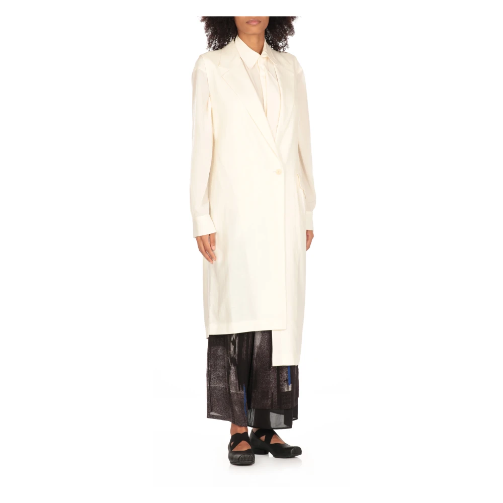 Y-3 Witte Linnen Mouwloze Jurk White Dames