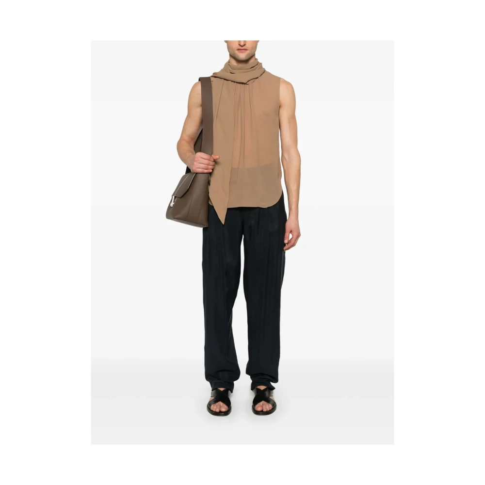 Giorgio Armani Middernachtblauwe Geplooide Broek Blue Heren