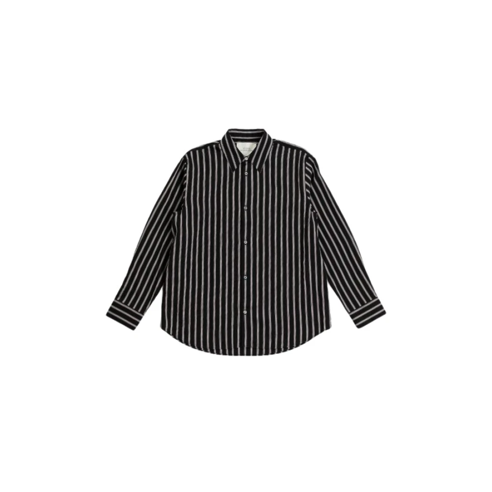 Studio Nicholson Gestreepte Knoopshirt Blue Heren