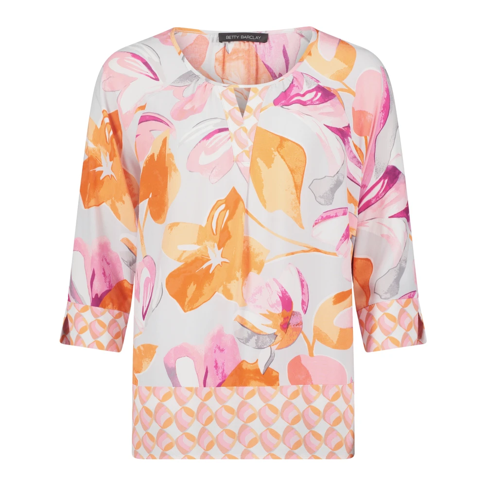 Betty Barclay Gestippelde slipblouse met gerimpelde V-hals Multicolor Dames