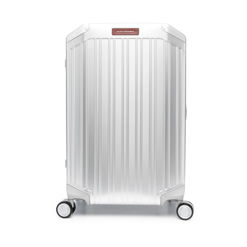 Piquadro Unisex Grijs Harde Koffer Met Vier Wielen Trolley Bagage