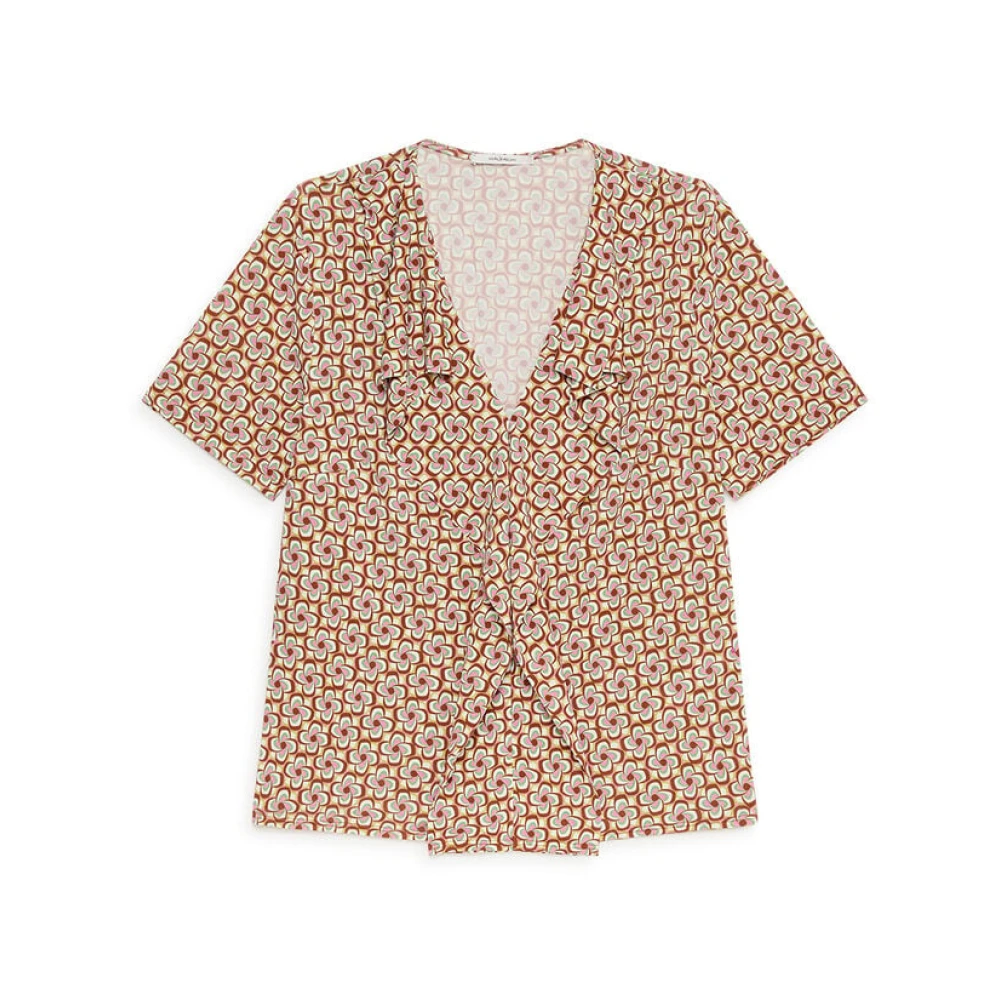 Maliparmi Women's Brown Blouses, Xs, Mini Mouliné Top