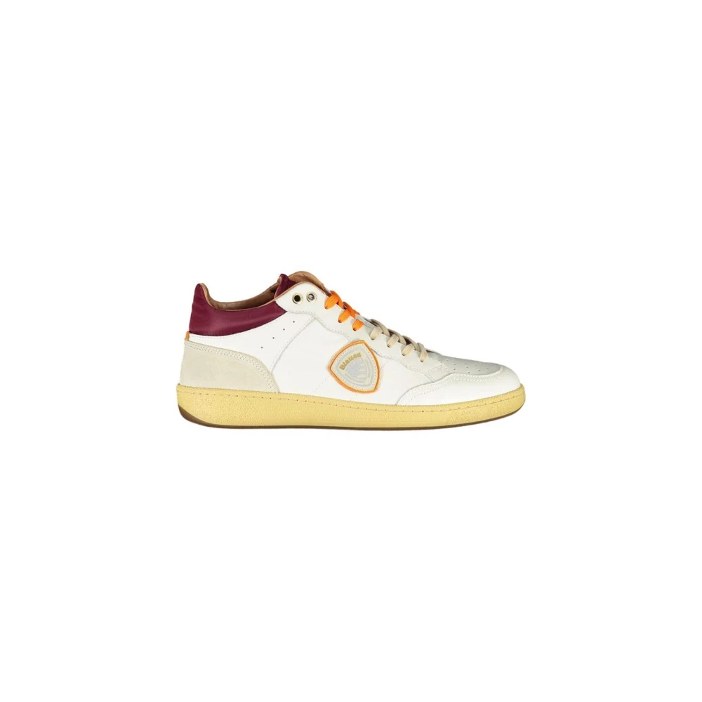 Blauer Men's White Sneakers, 11 Uk, Casual Leather Trainers For