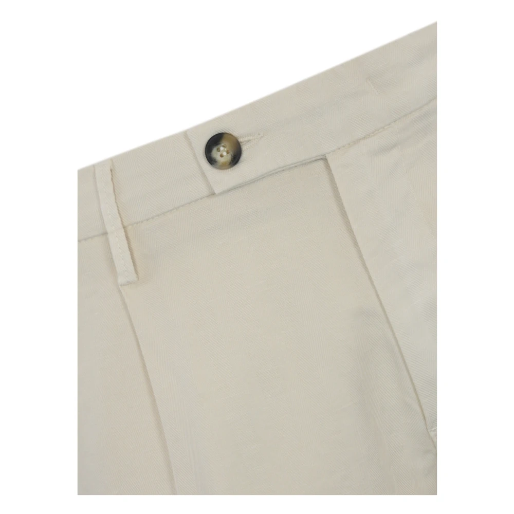 Re-Hash Ivoor Katoen Linnen Broek Regular Fit Beige Heren