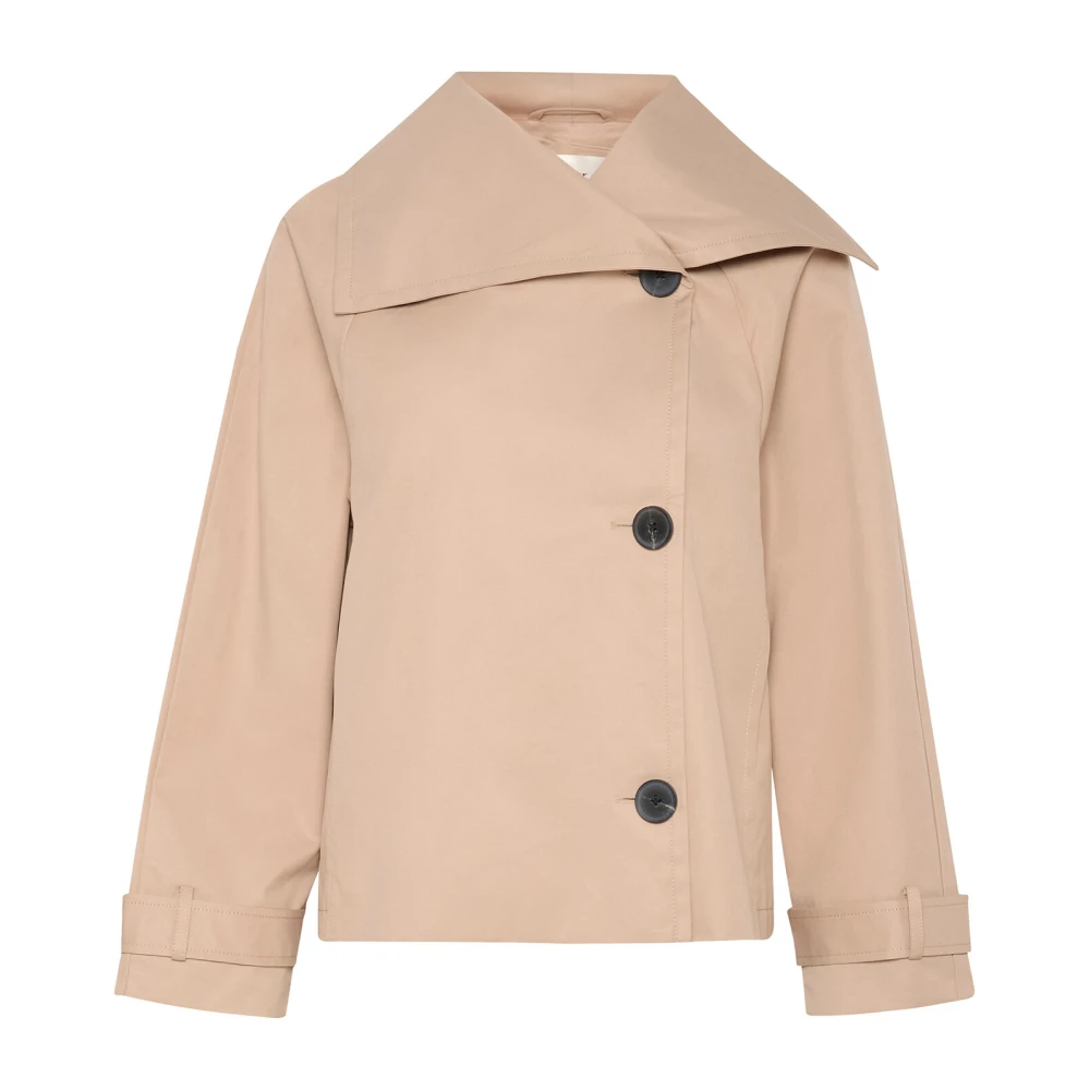 InWear Korte Sandstone Jas met Brede Kraag Beige Dames