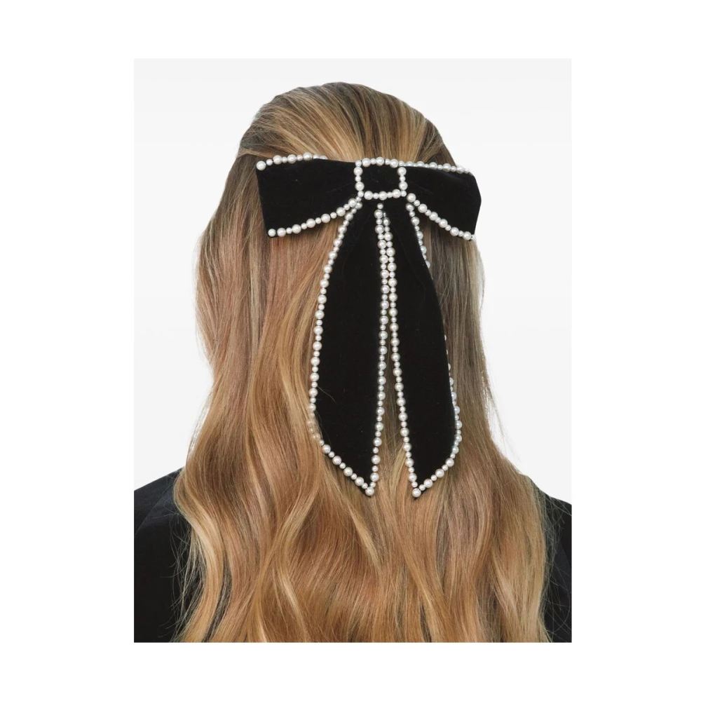 Jennifer Behr Zwarte Fluwelen Strik Haarklem Black Dames