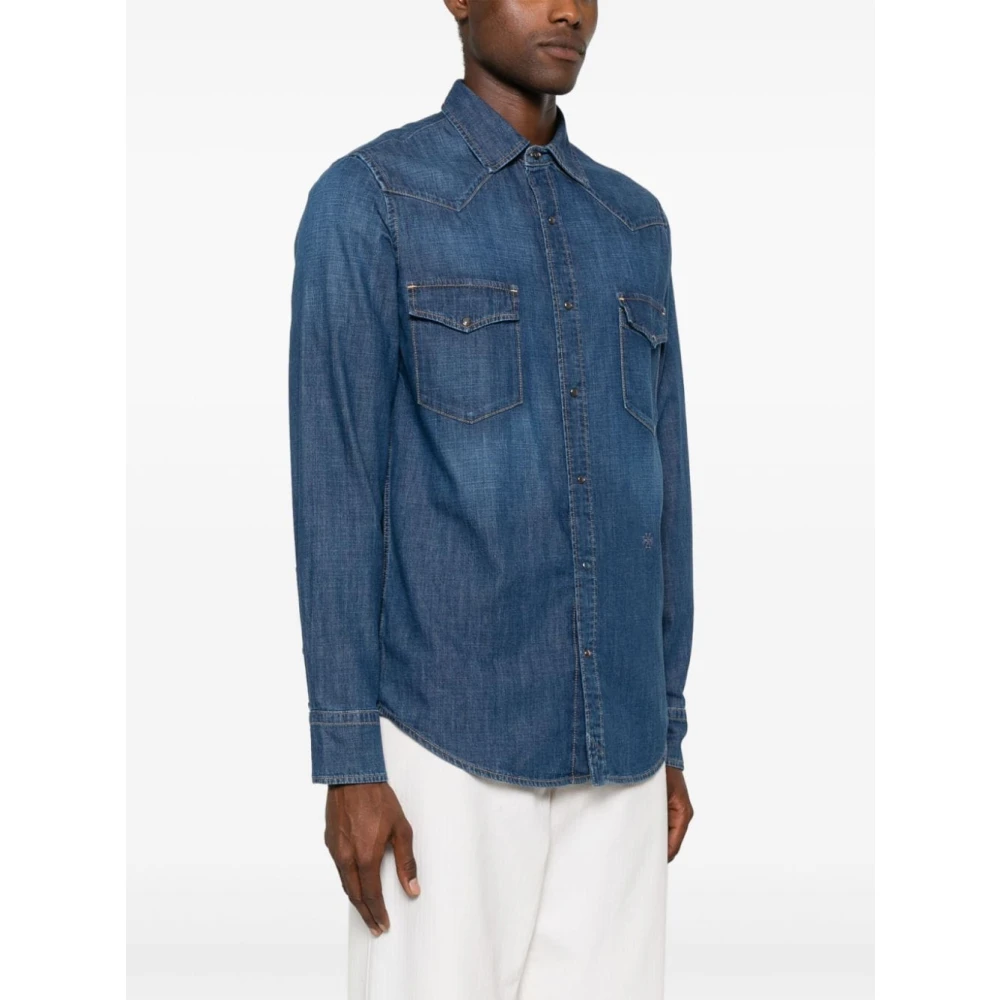 Jacob Cohën Denim Western Style Blauw Overhemd Blue Heren