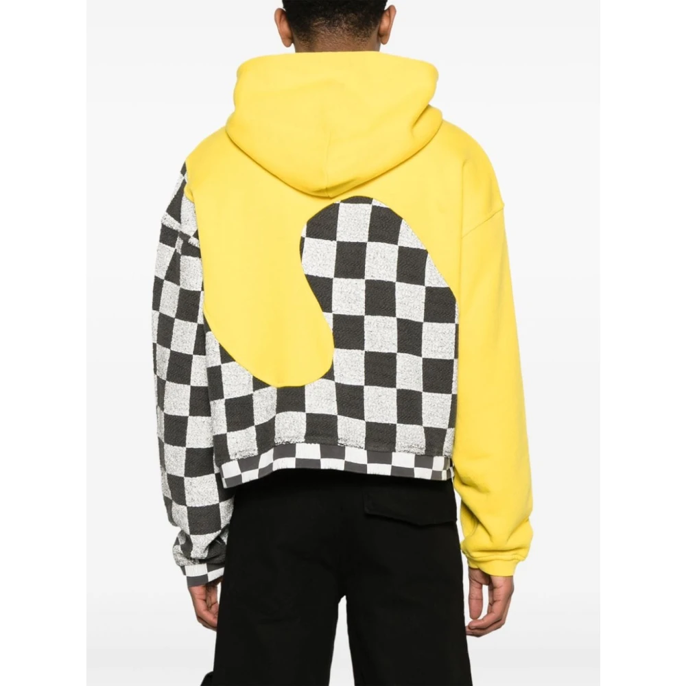 ERL Gele Multikleur Check Hoodie Trui Multicolor Heren