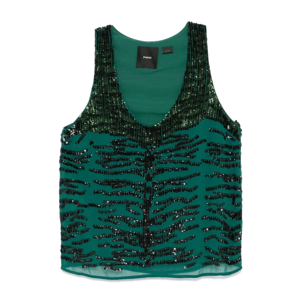 Pinko Zebra Patroon Paillet Top Green Dames