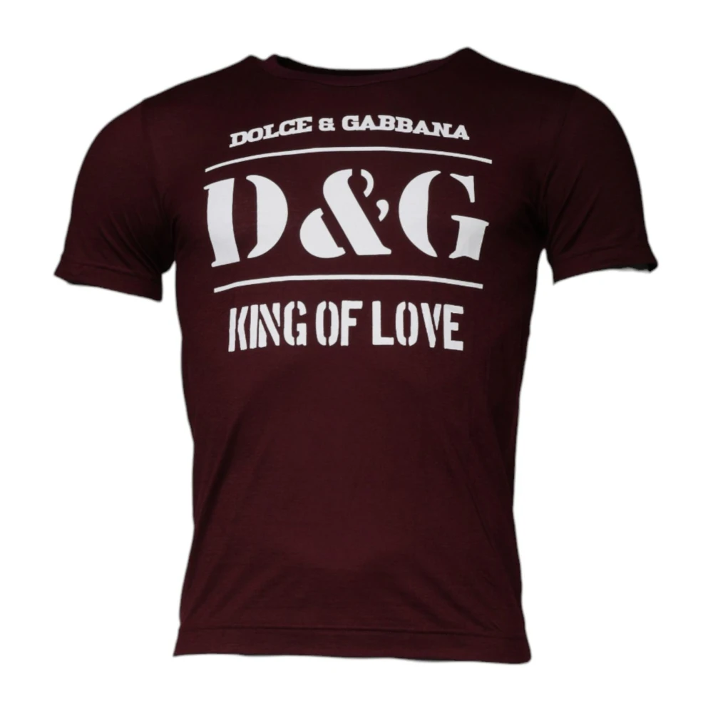 Dolce & Gabbana Grafische Crew Neck T-shirt Donkerrood Red Heren