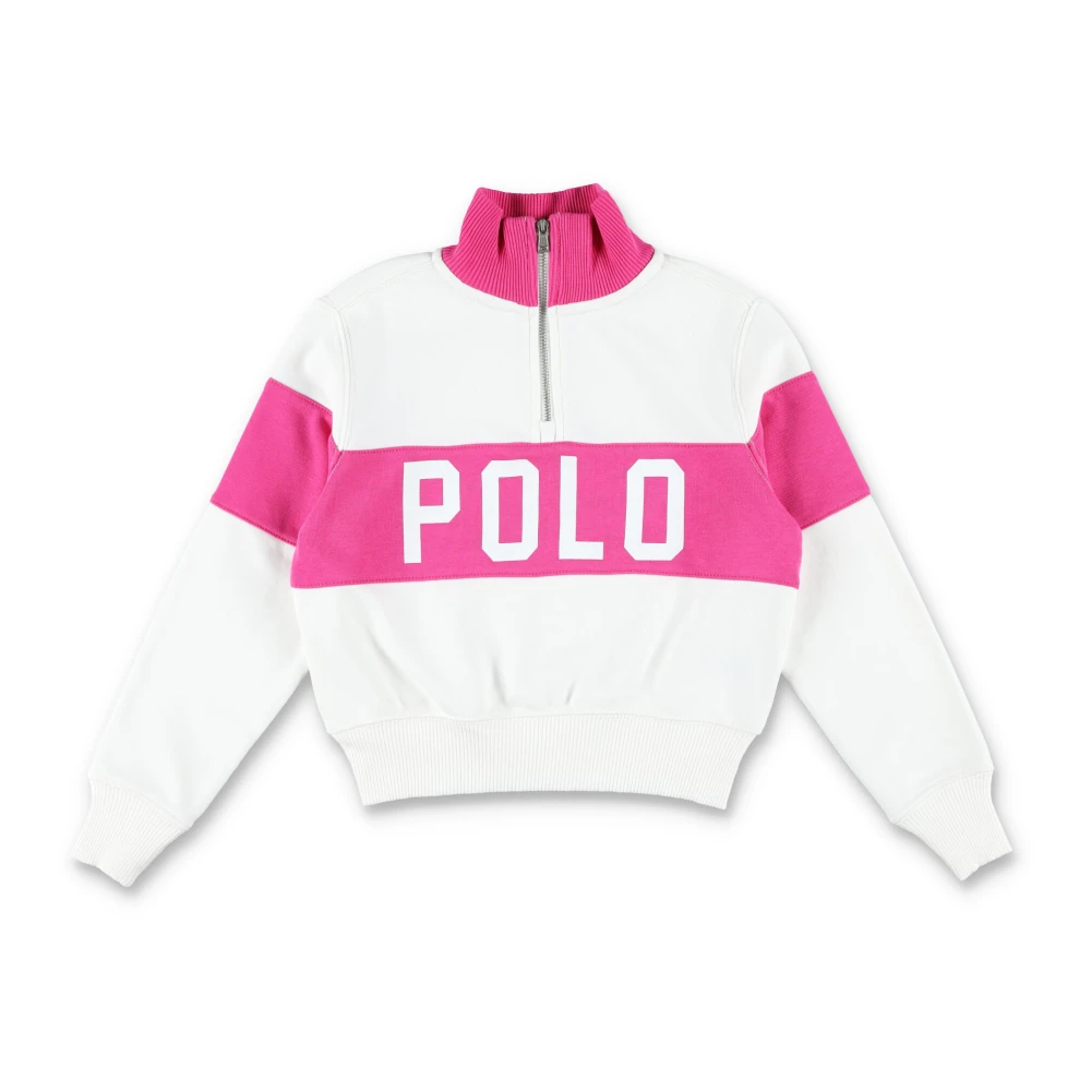 Polo Ralph Lauren Halv Zip Fleece Polo Tröja Pink, Flicka