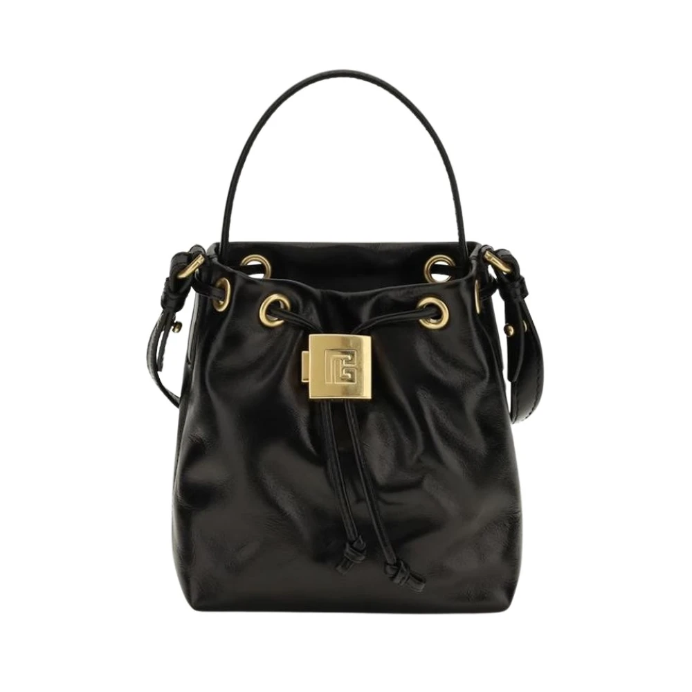 Balmain Donna Nero Borsa Mini Pulse Bucket In Pelle Liscia - Immagine 2