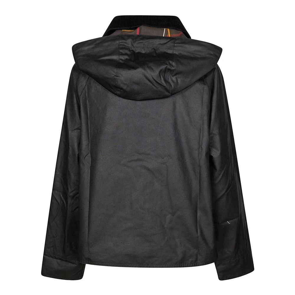 Barbour Korte gewaxte jas met capuchon Black Dames