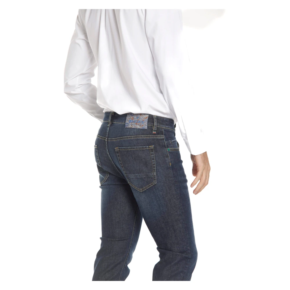 Mason's Blauwe Slim Fit Jeans met Patroon Details Blue Heren