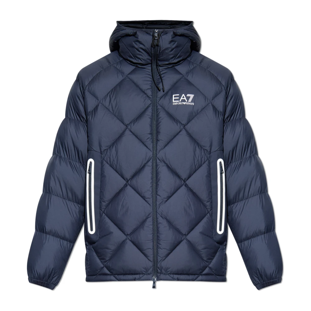 Emporio Armani Ea7 Herren Blau Steppjacke Mit Logo
