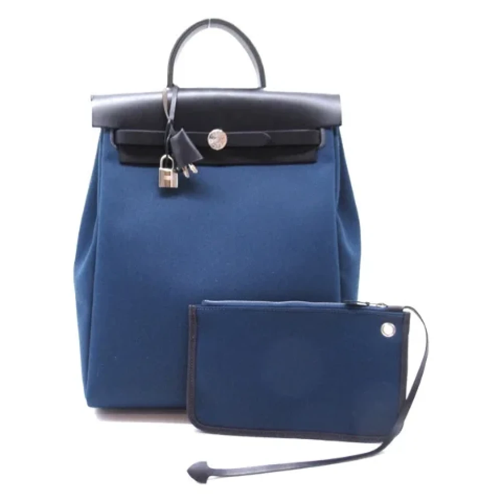 Hermès Vintage Pre-owned Canvas backpacks Blue Dames