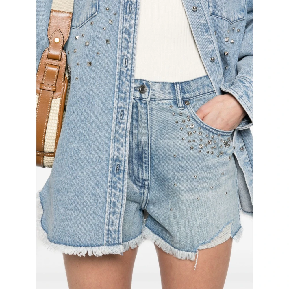 IRO Blauwe Shorts met Studs Blue Dames