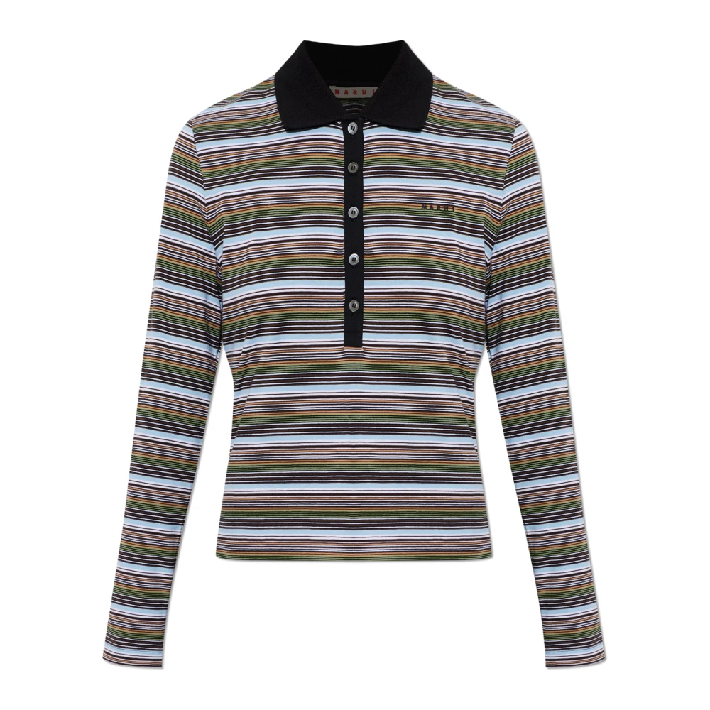 Marni Vrouw Multicolor Tops Dames, Veelkleurig, S, Katoen, Lange Mouwen Polo