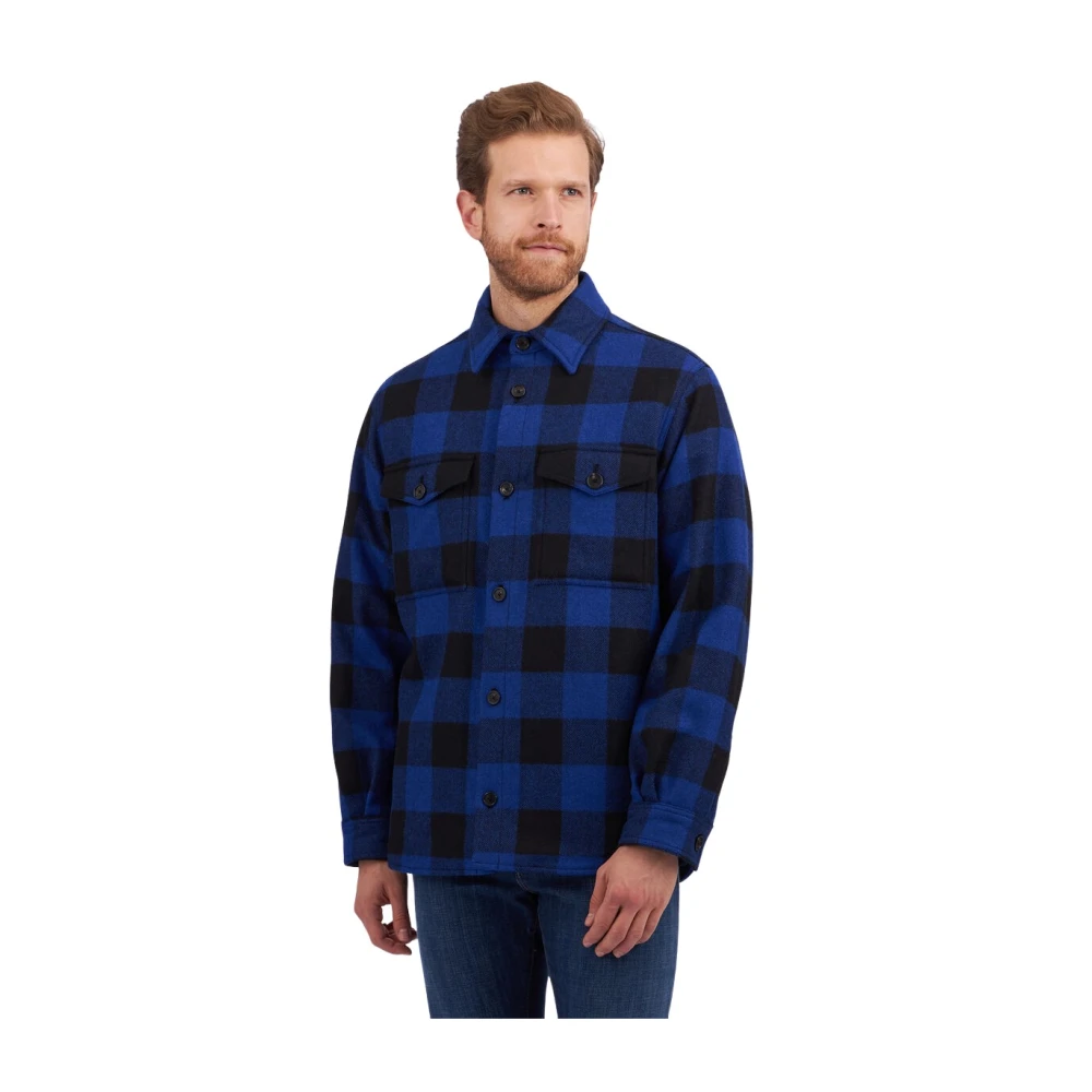 Brooks Brothers Wolle Overshirt Jas Blue Heren