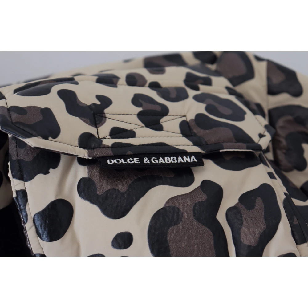 Dolce & Gabbana Parka Jas met Luipaardprint en Borsttas Multicolor Heren