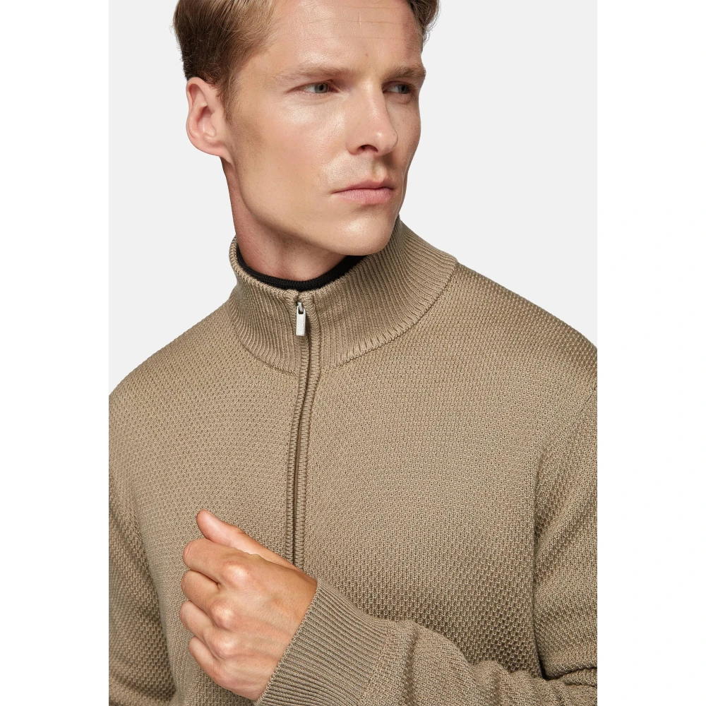 Boggi Milano Merino Wol Full Zip 7 Gg Blue Heren