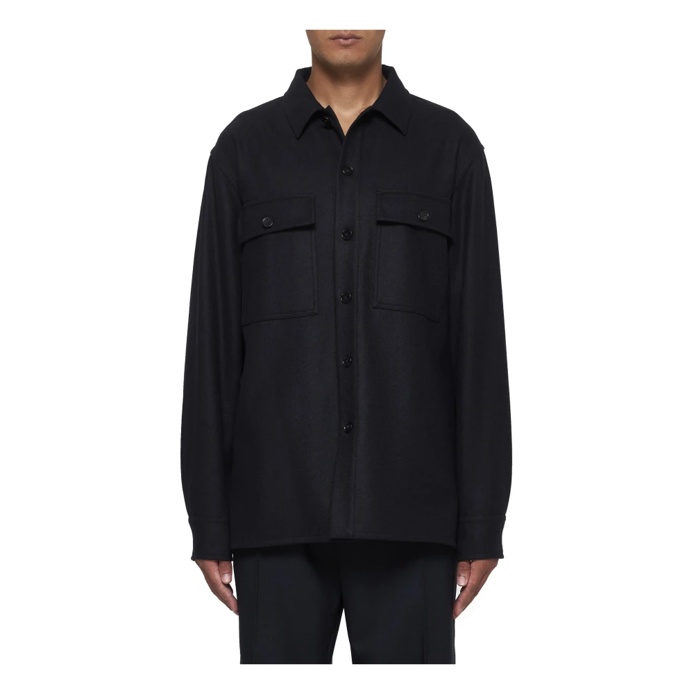 Jil Sander Zwart Shirt Jas Puntkraag Black Heren